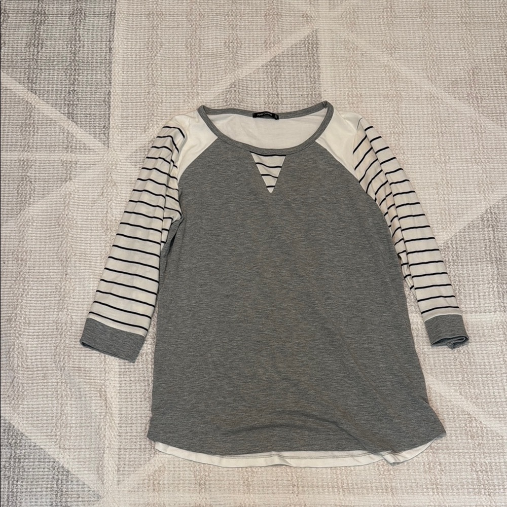 Gray and White Striped Shirt